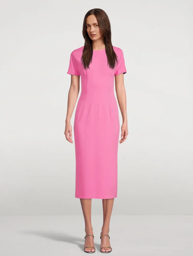 Cap-Sleeve Fitted Midi Dress