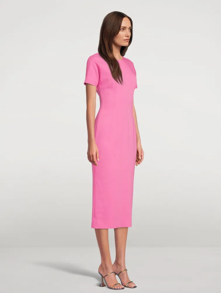 Cap-Sleeve Fitted Midi Dress