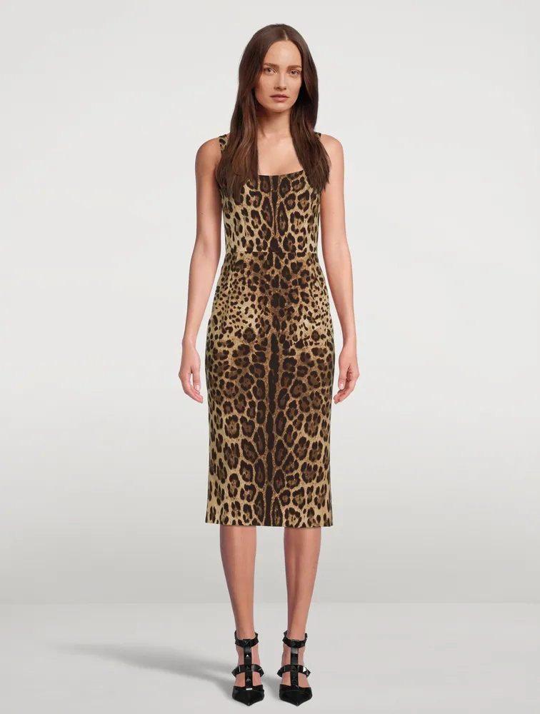 Charmeuse Midi Dress Leopard Print