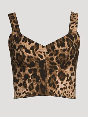 Charmeuse Bustier Top Leopard Print