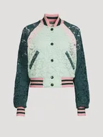 Lace Bomber Jacket With Contrasting Trims