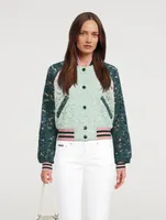 Lace Bomber Jacket With Contrasting Trims