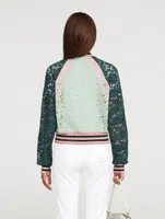 Lace Bomber Jacket With Contrasting Trims