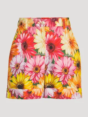 Poplin Shorts Gerbera-Daisy Print