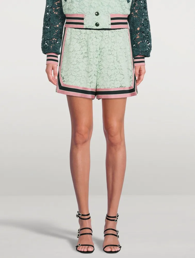 Lace Shorts With Contrasting Trims