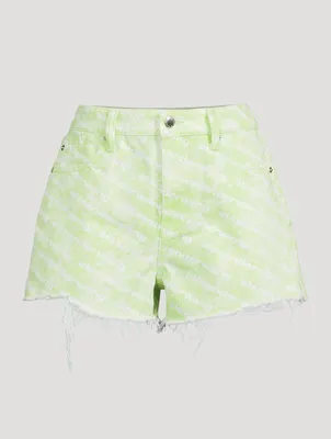 Bite Denim Shorts Sunbleach Logo Print