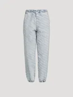 Denim Jogger Pants Logo Print