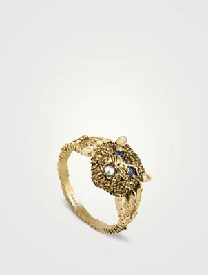 Le Marché Des Merveilles 18K Gold Ring With Topaz