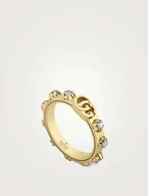 GG Running 18K Gold Ring With Diamonds