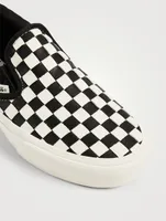 Woven Classic Slip-On Leather Platform Sneakers Checker Print