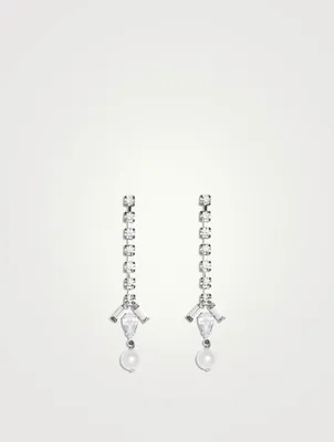 Drop Earrings With Faux Pearls And Crystals