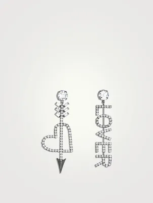 Asymmetrical Lover Earrings With Crystals