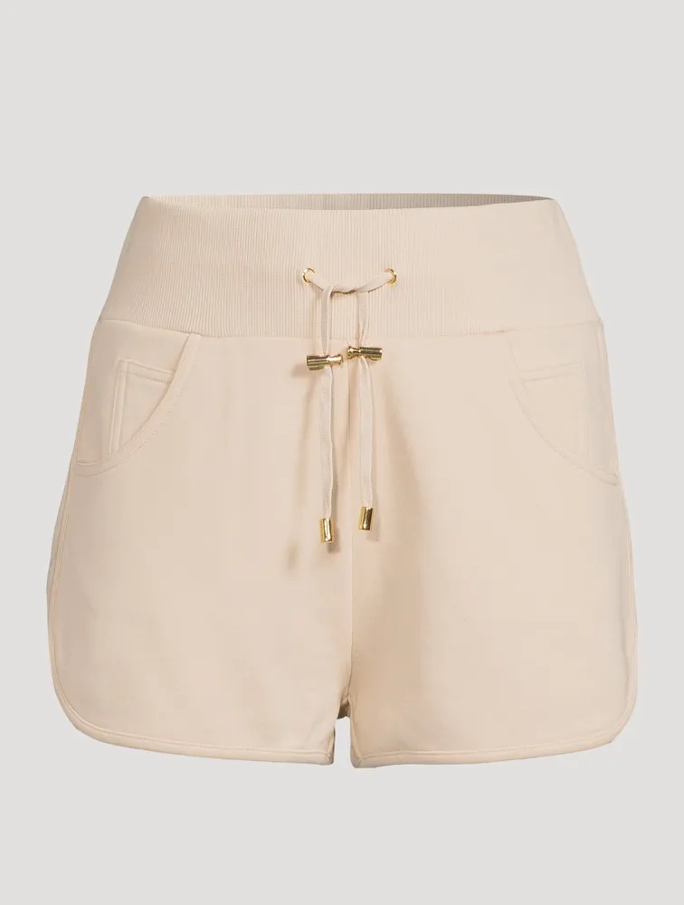 Cotton Sweat Shorts With Flock Logo