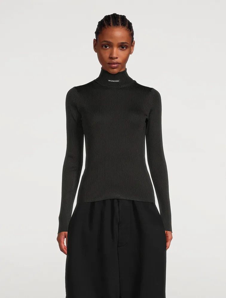 Ribbed Turtleneck Top