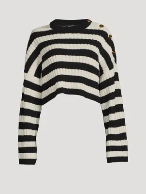 Cropped Sweater Stripe Print
