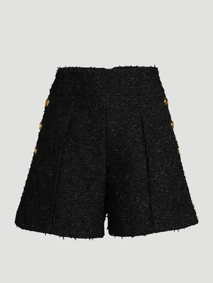 High-Waisted Tweed Shorts