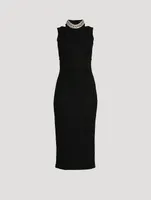 Velvet Monogram Midi Dress With Chain Collar