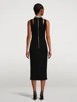 Velvet Monogram Midi Dress With Chain Collar