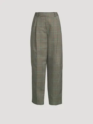 Pleated Trousers Check Print