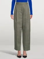 Pleated Trousers Check Print