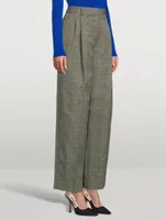 Pleated Trousers Check Print