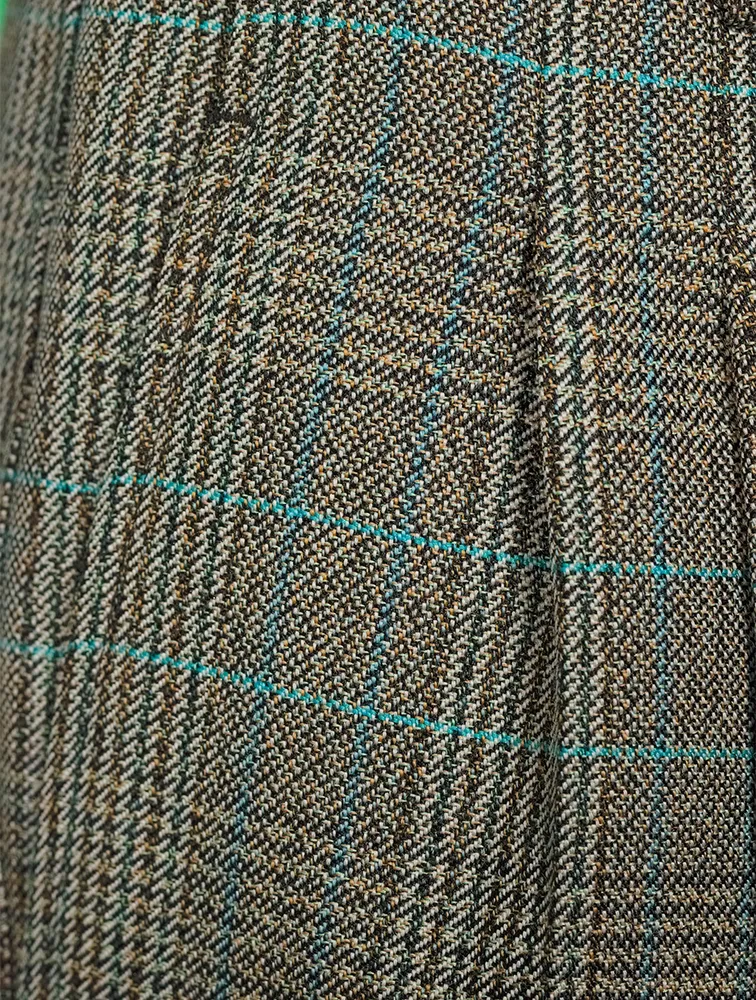 Pleated Trousers Check Print