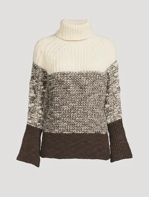 Colourblock Wool Turtleneck Sweater