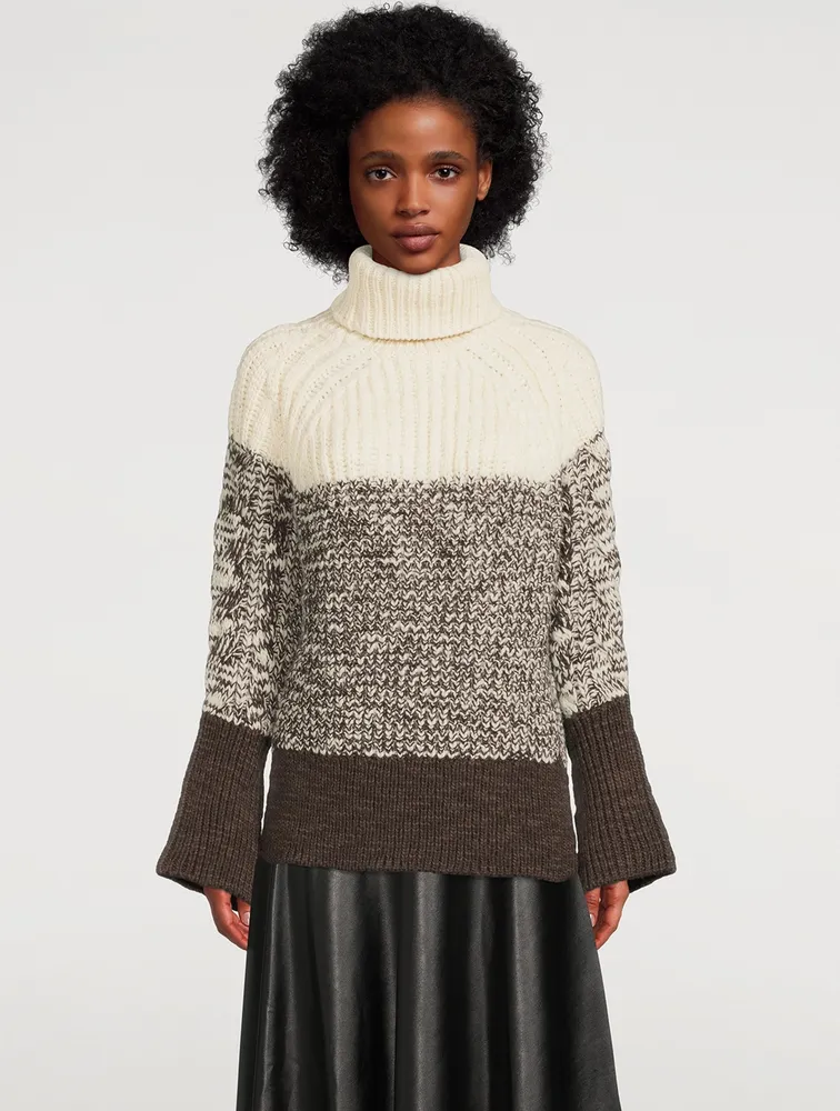 Colourblock Wool Turtleneck Sweater
