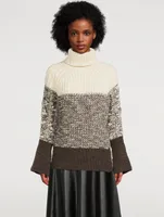 Colourblock Wool Turtleneck Sweater