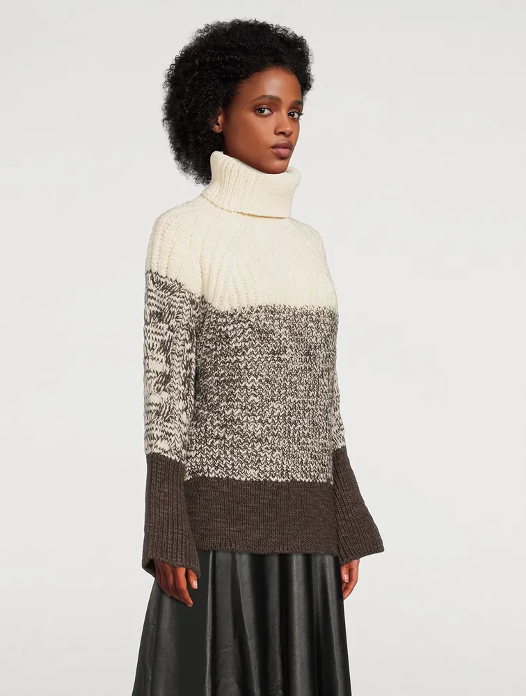 Colourblock Wool Turtleneck Sweater