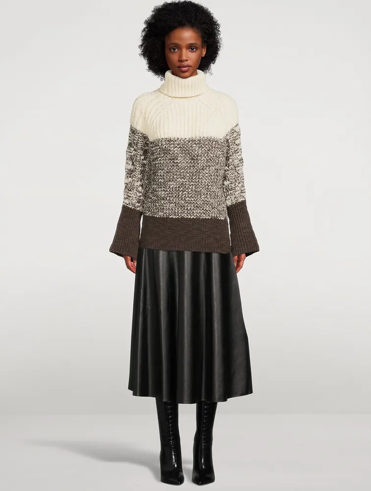 Colourblock Wool Turtleneck Sweater