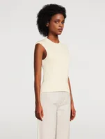 Ribbed Merino Wool Sleeveless Sweater With Detachable Hem