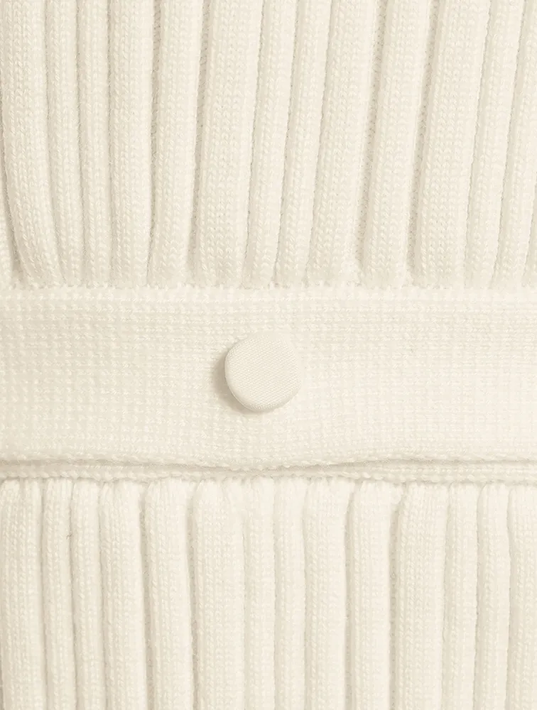 Ribbed Merino Wool Sleeveless Sweater With Detachable Hem