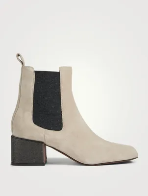 Suede Ankle Boots With Monili