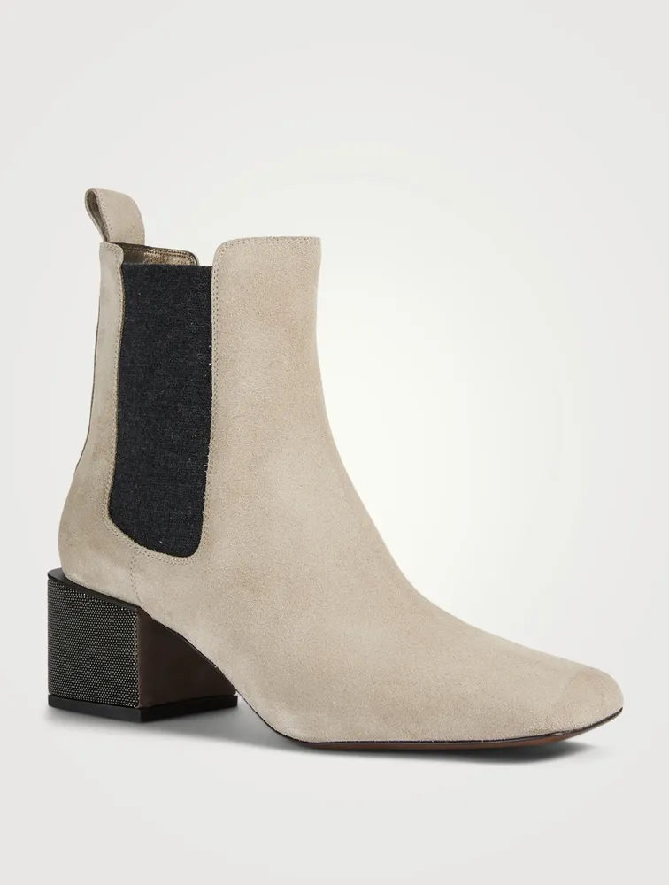 Suede Ankle Boots With Monili