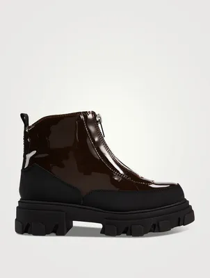 Patent Leather Zip Boots