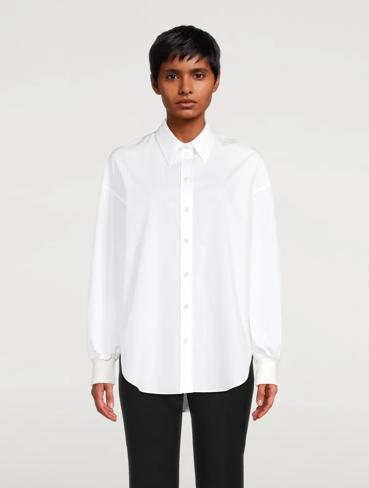 Cotton Cocoon-Sleeve Shirt