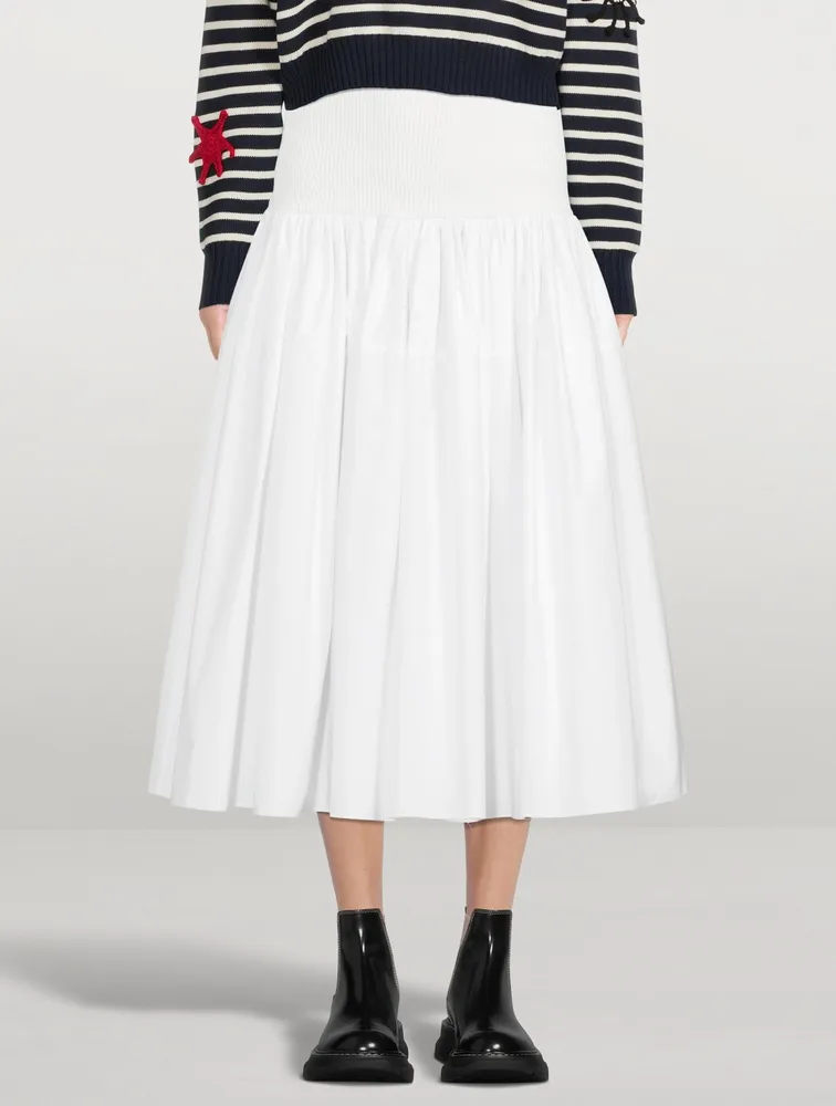 Hybrid Gathered Midi Skirt