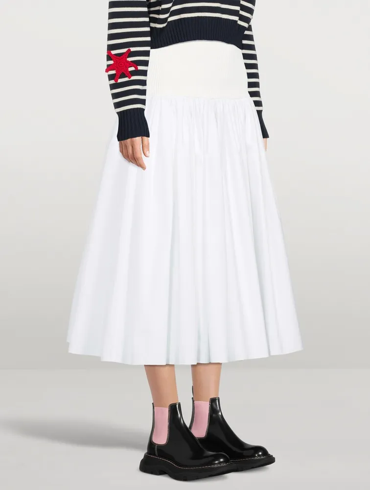 Hybrid Gathered Midi Skirt