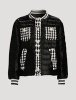 Quilted Jacket With Houndstooth Detail