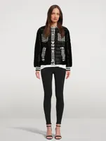 Quilted Jacket With Houndstooth Detail