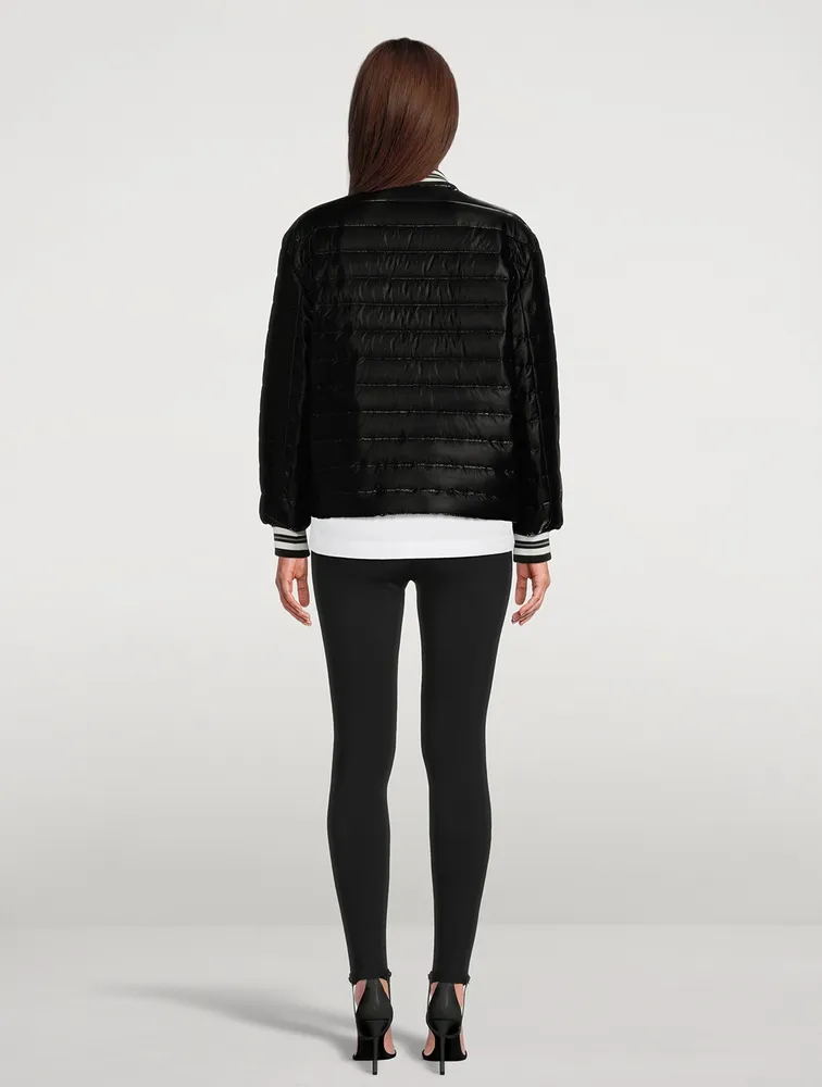 Quilted Jacket With Houndstooth Detail