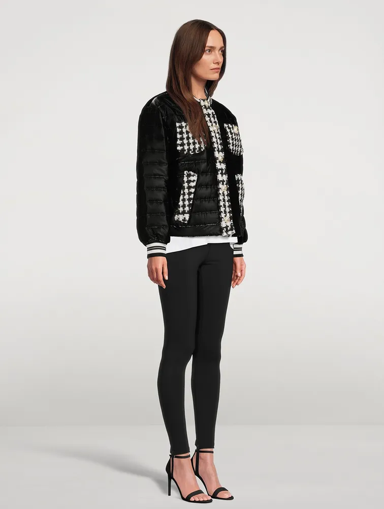 Quilted Jacket With Houndstooth Detail