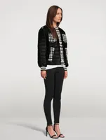 Quilted Jacket With Houndstooth Detail