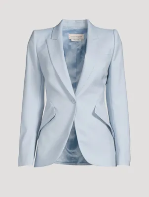 Wool Peak-Shoulder Blazer