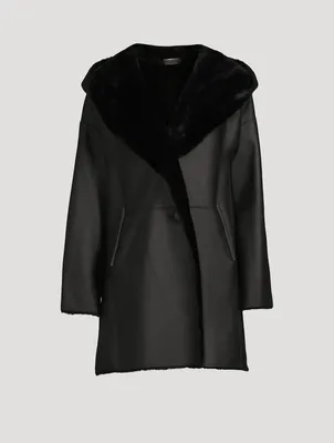 Baylie Shearling Reversible Coat With Hood