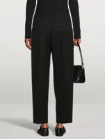 Wool Gabardine Straight-Leg Trousers