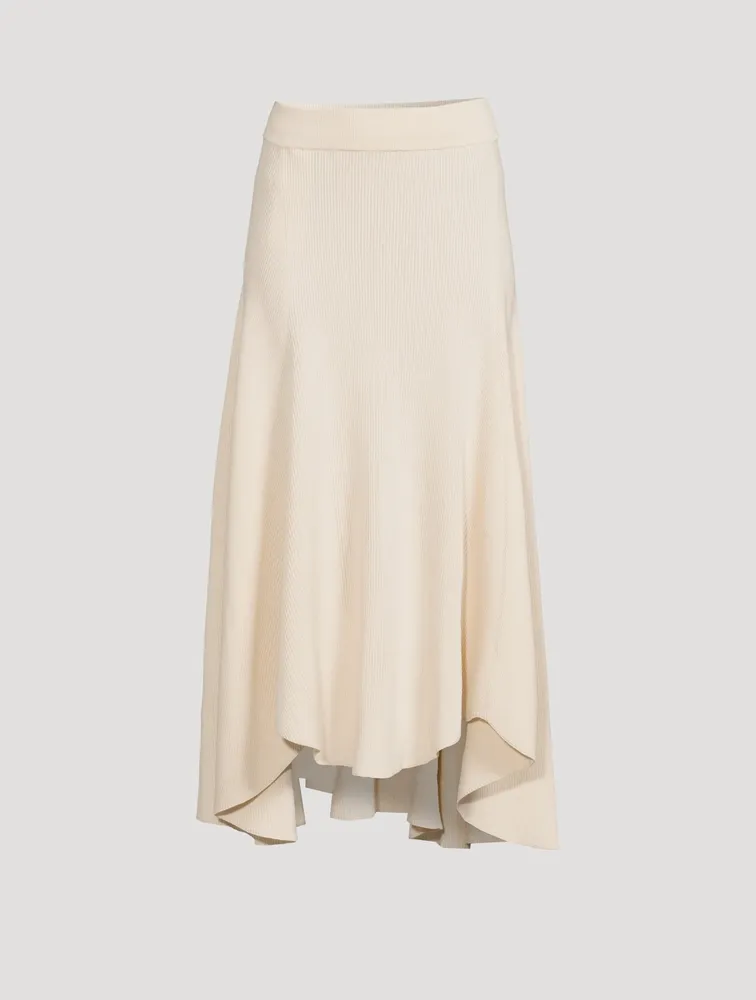 Cotton Draped Midi Skirt