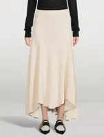 Cotton Draped Midi Skirt