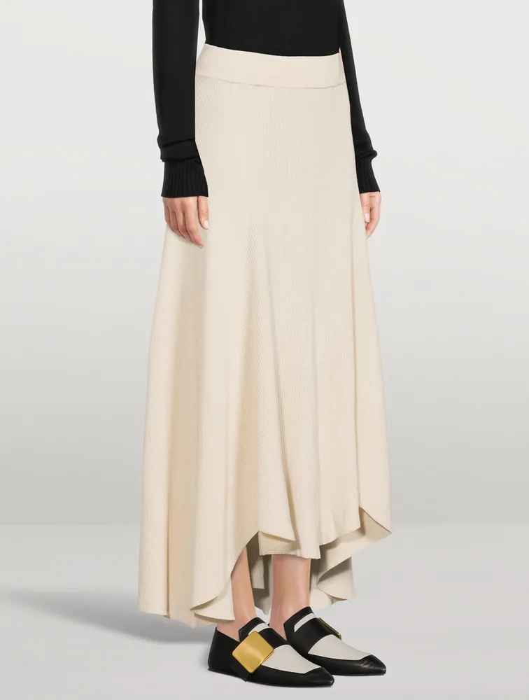 Cotton Draped Midi Skirt